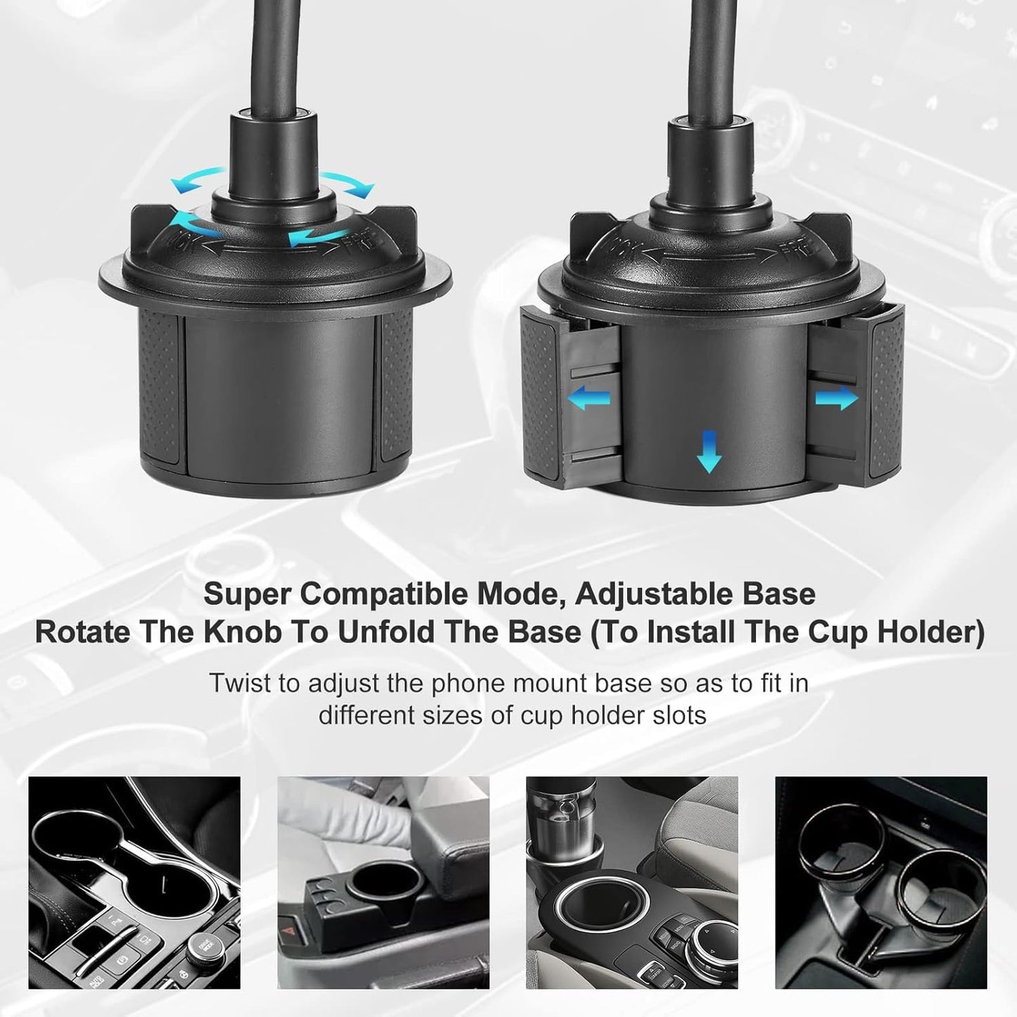 Upgraded Cup Holder Phone Mount for Car, Universal Adjustable Gooseneck [2026] Cell Phone Holder Stable & Anti-Shake Expandable Base for Car Truck SUV, Compatible with All Smartphones