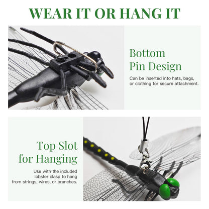 20pcs Dragon Fly Hat Clip, Artificial Dragon Fly Clips Repelling Supplies for Bugs, Realistic Simulated Dragonfly Keychain Attach to Backpack Hat for Indoor Yard Garden Plant Decor