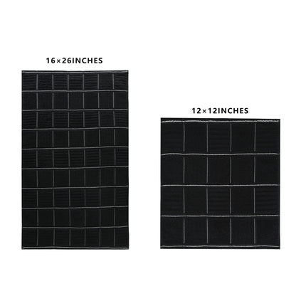 Glynniss Kitchen Towels and Dishcloths Set, Absorbent Dish Towels and Dish Cloths Set for Washing Dishes, Cleaning and Drying Use Pack of 8 (Black)