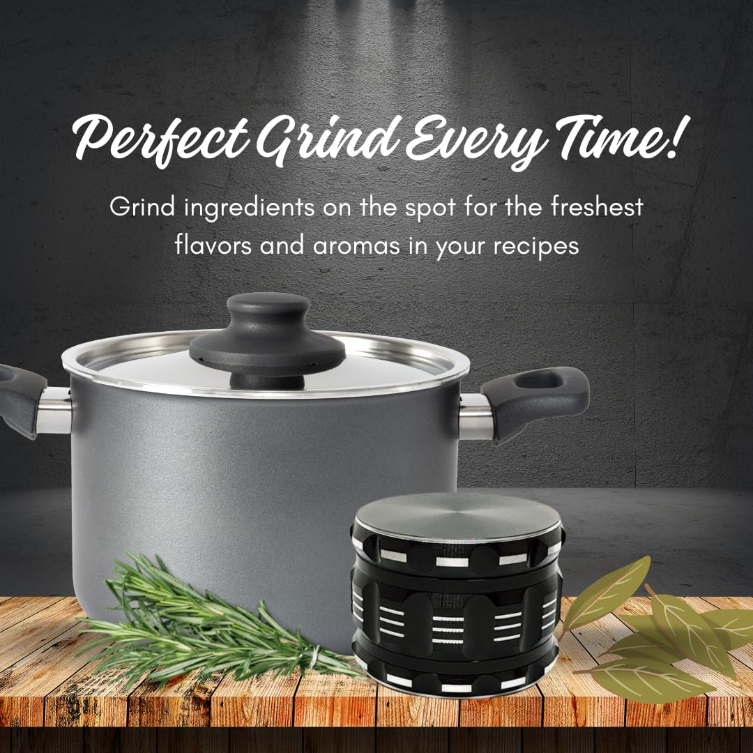 3 Inch herb grinder / 3 layer spice grinder - portable size allows for you to easily grind your herbs at home or on the go. Black Grinder is Aluminum Alloy (Black, 3 Inches) (NO Screen Catcher)
