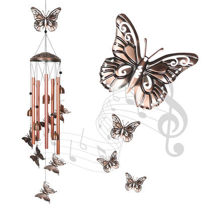 UXORSN Butterfly Wind Chimes for Outside Clearance,26" Unique Garden Wind Chimes with 4 Aluminum Tubes for Grandma Mom Gifts Porch Window Balcony Hanging Decor