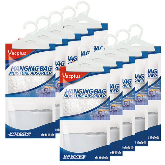Vacplus Moisture Absorbers Packets, Fragrance Free 10 Pack, Humidity Packs, Dessicant Packets, Hanging Closet Dehumidifier Bags, Dehumidifier for Bathroom, Blue, 30.0 x 16.0 cm