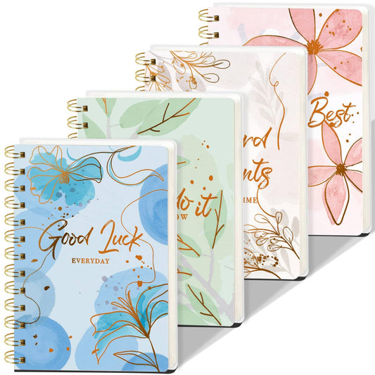 4 PCS Women's Aesthetic Spiral Notebook, 640 Pages Hardcover College Straight Line Horizontal Line Journal, Cute Journaling Notebook, Men's and Women's Note Books, 4 Colors