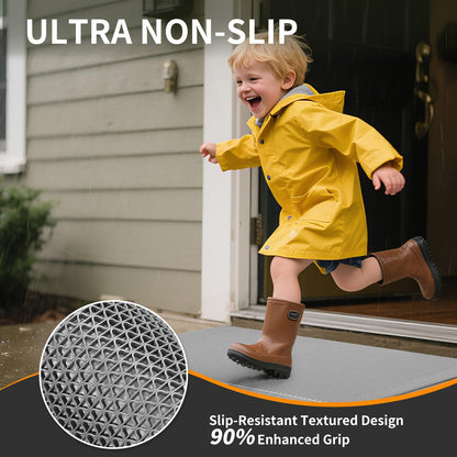 YDKGL Front Door Mat 20''x31'', Drainage Heavy Duty Dirt Trapping Non-Slip Doormats, Rubber Floor Mats, Restaurant Commercial Kitchen Industral Pool Entrance Bar Wet Area, Grey