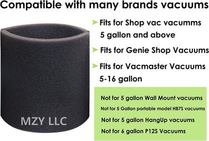 10 Pieces 90107 Filter and 90585 Foam Sleeve & Retaining Band, Compatible with Shop Vac 5 Gallon and Fit MACS-200D SS11-450 Vacmaster Vacuum Cleaners, Part # 9010700 90585 9013700