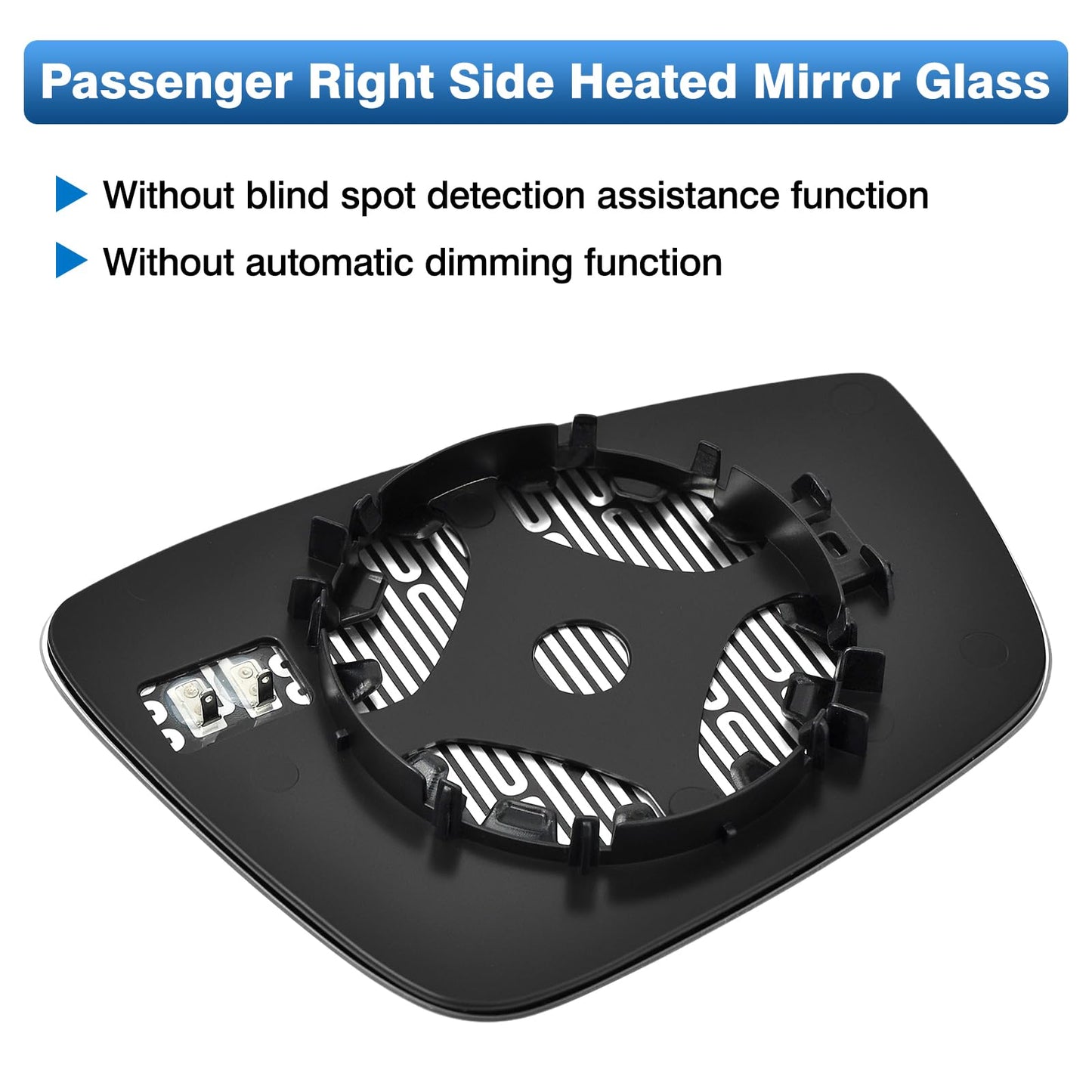 TOP-MAX VW Passenger Right Side Mirror Glass for 2011-2018 Volkswagen Jetta, 2012-2016 VW Beetle, 2012-2015 Volkswagen Passat, Convex Heated Mirror Glass Replacement with Backplate & Holder