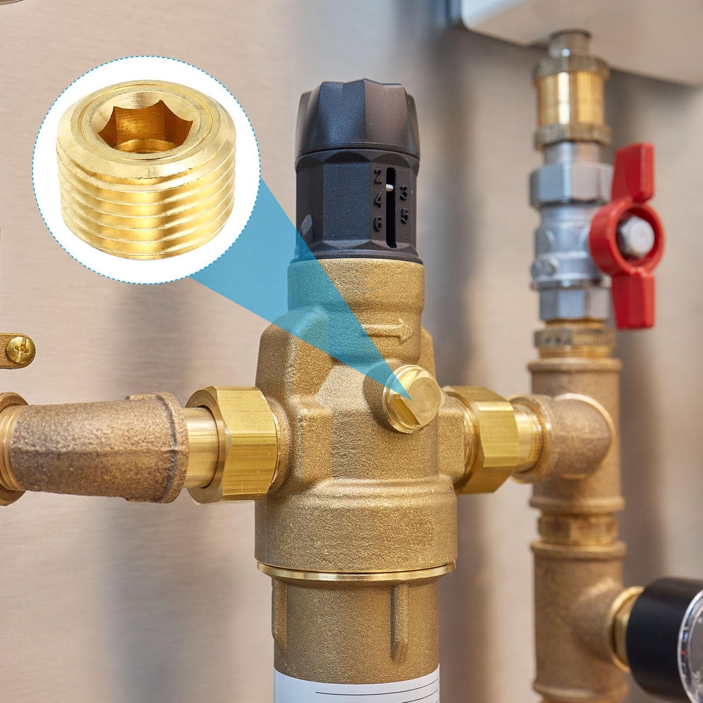 PATIKIL 1/2" NPT Brass Hex Countersunk Plugs, 8 Pack Counter Sunk Internal Hex Thread Socket Pipe Plugs Male Fittings for Water Oil Gas Pipeline