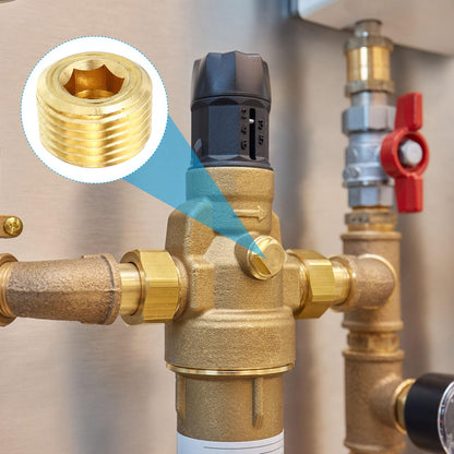 PATIKIL 1/2" NPT Brass Hex Countersunk Plugs, 8 Pack Counter Sunk Internal Hex Thread Socket Pipe Plugs Male Fittings for Water Oil Gas Pipeline