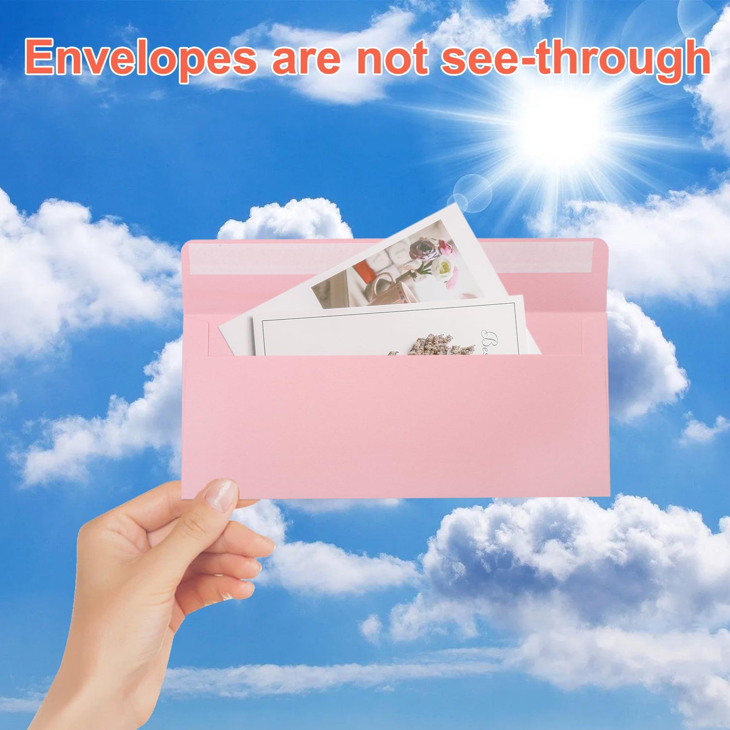 100 PCS Colorful Envelopes, #10 Business Mailing Envelopes Self Seal Square Flap for Letter, Invitations, Office, Size 4 1/8 X 9 ½ Inch