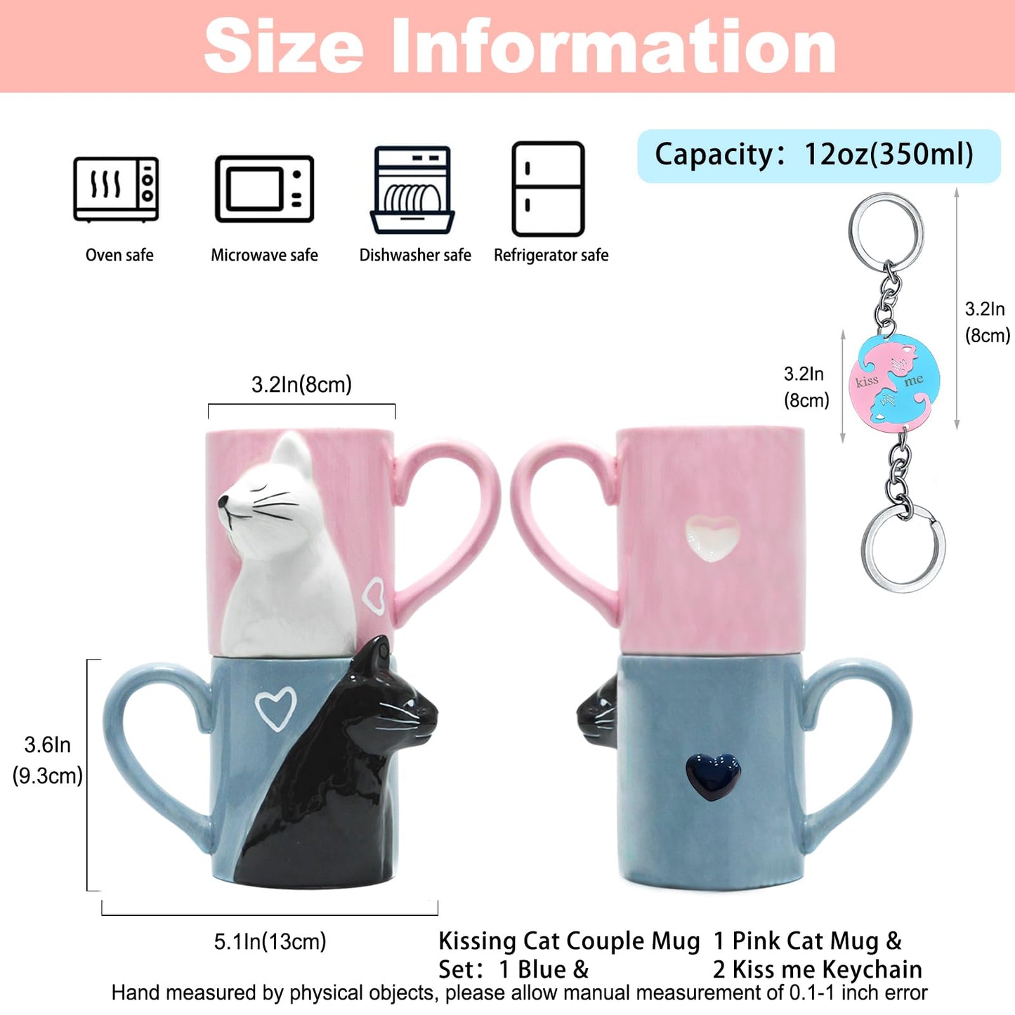 Couple Gifts Cute Kissing Cat Mug Matching Couples Stuff Ceramic Coffee Mugs for Wedding Gifts Anniversary Valentines Engagement Gifts for Couples Cat Lover