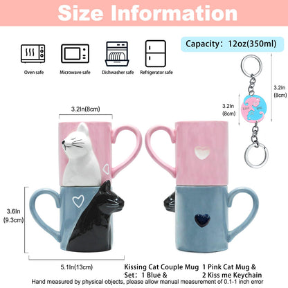 Couple Gifts Cute Kissing Cat Mug Matching Couples Stuff Ceramic Coffee Mugs for Wedding Gifts Anniversary Valentines Engagement Gifts for Couples Cat Lover