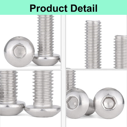 HanTof 1250Pcs 304 Stainless Steel M2 M3 M4 M5 Hex Button Head Cap Screws,Hex Socket Machine Screws, Hex Socket Bolts,Nuts and Washers Assortment Set Kit with 4 Hex Wrenches