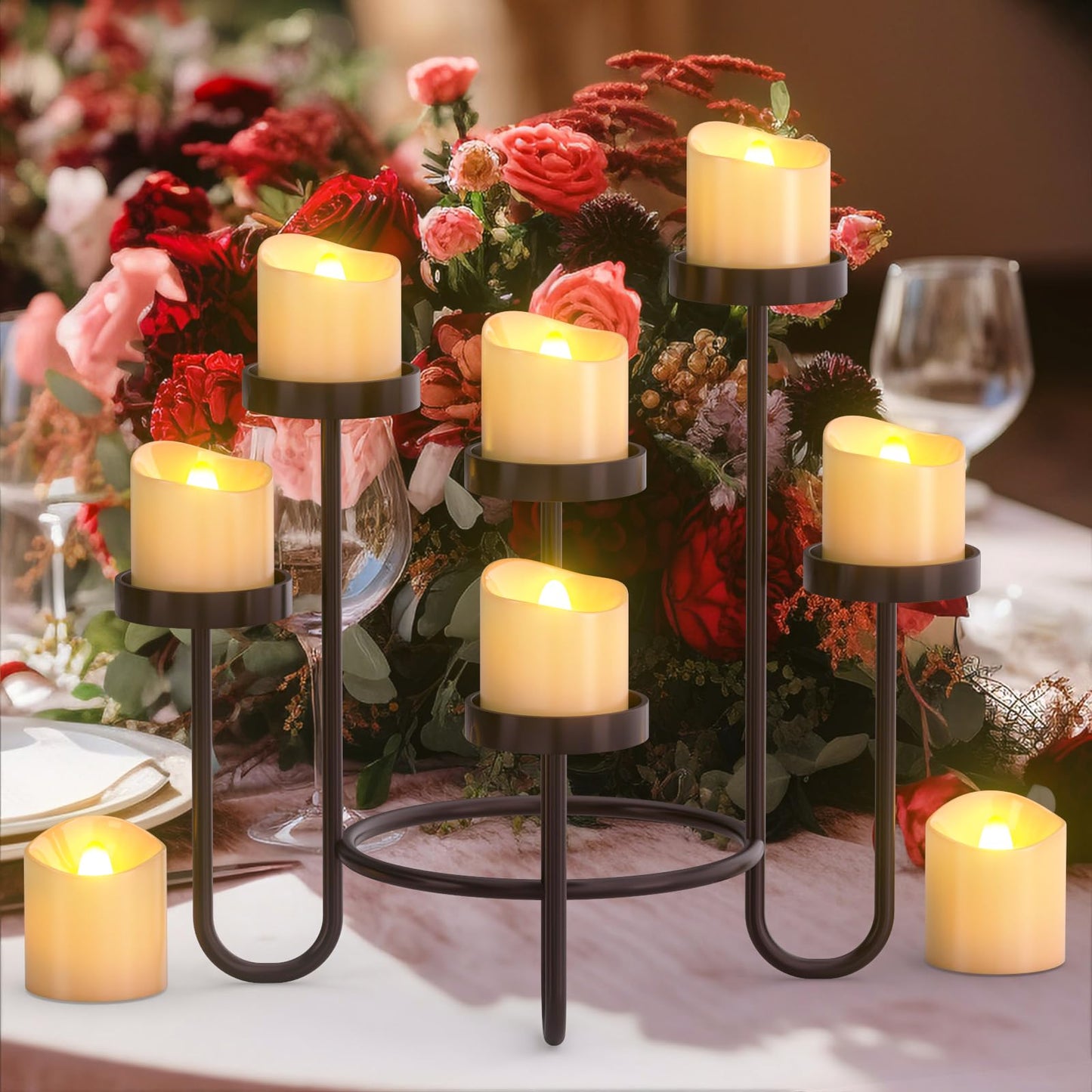 SoulBay Rechargeable Candles with Remote, Flameless Flickering Battery White LED Tea Lights Votives with Timer & Charging Cable for Christmas Lantern Home Holiday Decoration, 6 Pack, 4.3 x 3.9 cm
