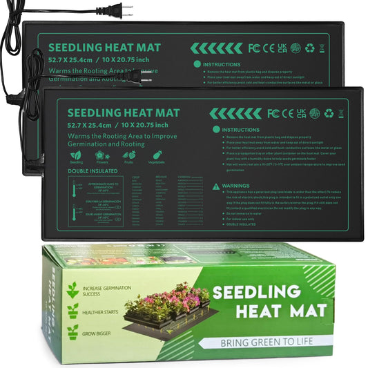 AUPETEK Seedling Heat Mat 2 Pack for Seed Starting,10" x 20.75" Waterproof Heating Pad for Indoor Plants Germination, Gardening, Hydroponic, Greenhouse