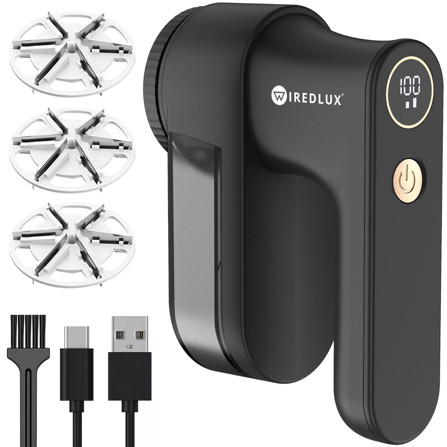 WiredLux Electric Fabric Shaver for Clothes - Rechargeable Lint & Pill Remover with 3 Speeds, LED Display, USB Charging - Portable Depiller with Dual Protection