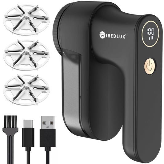WiredLux Electric Fabric Shaver for Clothes - Rechargeable Lint & Pill Remover with 3 Speeds, LED Display, USB Charging - Portable Depiller with Dual Protection