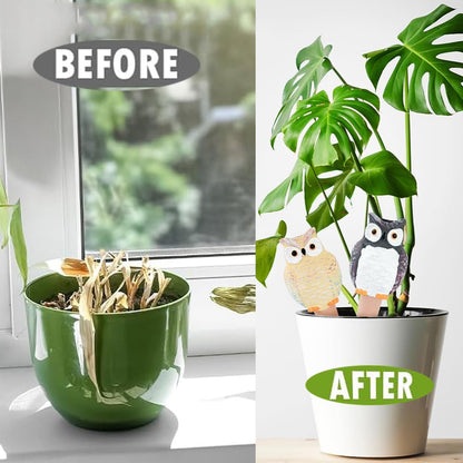 Shoyisenka 4 Pcs Plant Watering Bulbs Self Watering Spikes, Terracotta Watering Spikes Plant Watering Spikes, Plant Watering Stakes, Self Watering Globes for Indoor Outdoor Plants (Owl)