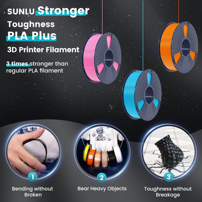 SUNLU PLA+ Filament 1.75mm, PLA Plus 3D Printer Filament, Dimensional Accuracy +/- 0.02 mm, Tough & Neatly Wound, 1KG Spool (2.2 LBS), Fit for Most FDM Printers, (Roasted Chestnut Black)