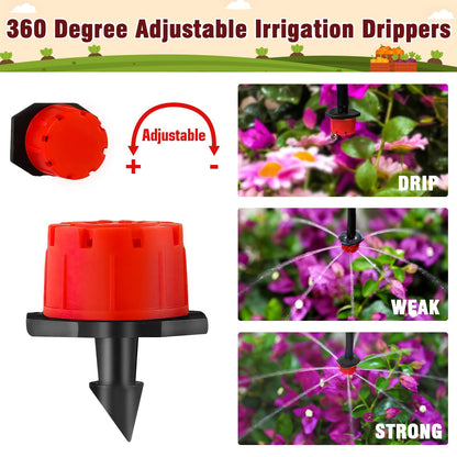 WZFLRUA 240-Piece Drip Irrigation Fittings Kit for 1/4" Tubing, Complete Set of Drip Barbed Connectors (Nozzle, Micro Dripper, Nozzle Tee, Single Barb, Coupling, Tee, Elbow, Plug, Cross, Stake)