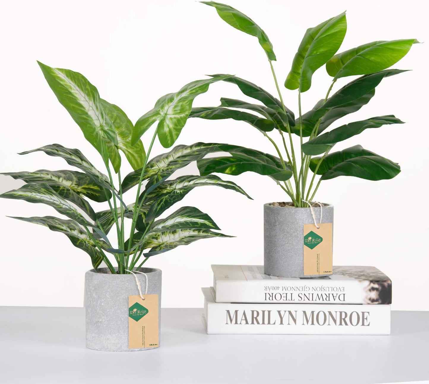 Der Rose 2Pcs Fake Plants Artificial Potted Faux Plants for Home Bathroom Bedroom Living Room Office Desk Decor Indoor