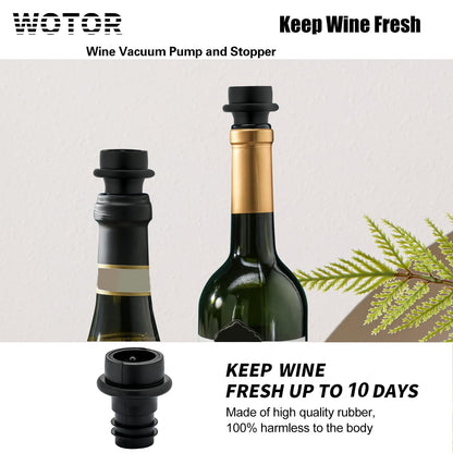 WOTOR Wine Saver Vacuum Pump with 20 Stoppers, Wine Stopper, Wine Preserver, Reusable Bottle Sealer Keeps Wine Fresh, Ideal Wine Accessories Gift