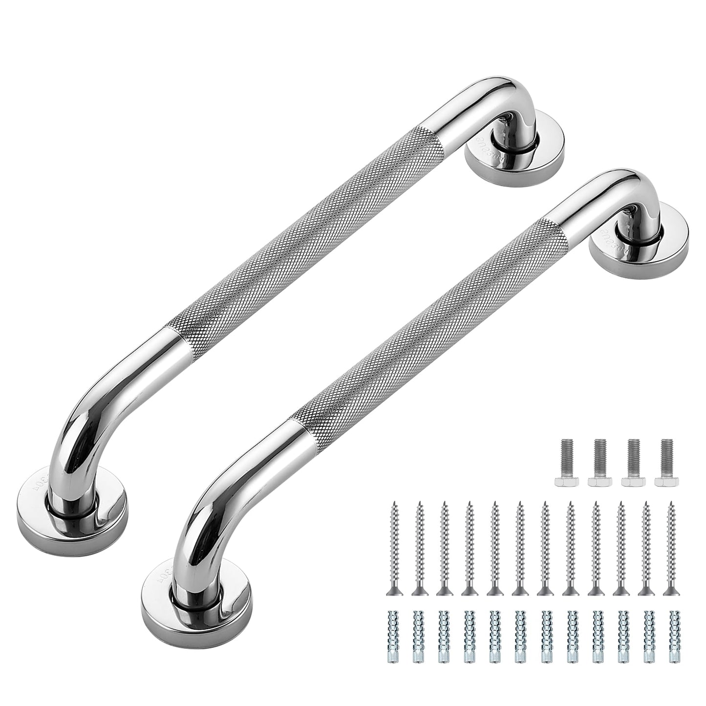 16-Inch Grab Bars for Bathtubs and Showers, Shower Handle for Elderly, Handicap Grab Bars for Bathroom, Shower Grab Bars for Seniors (Polished Nickel 2 Pack)
