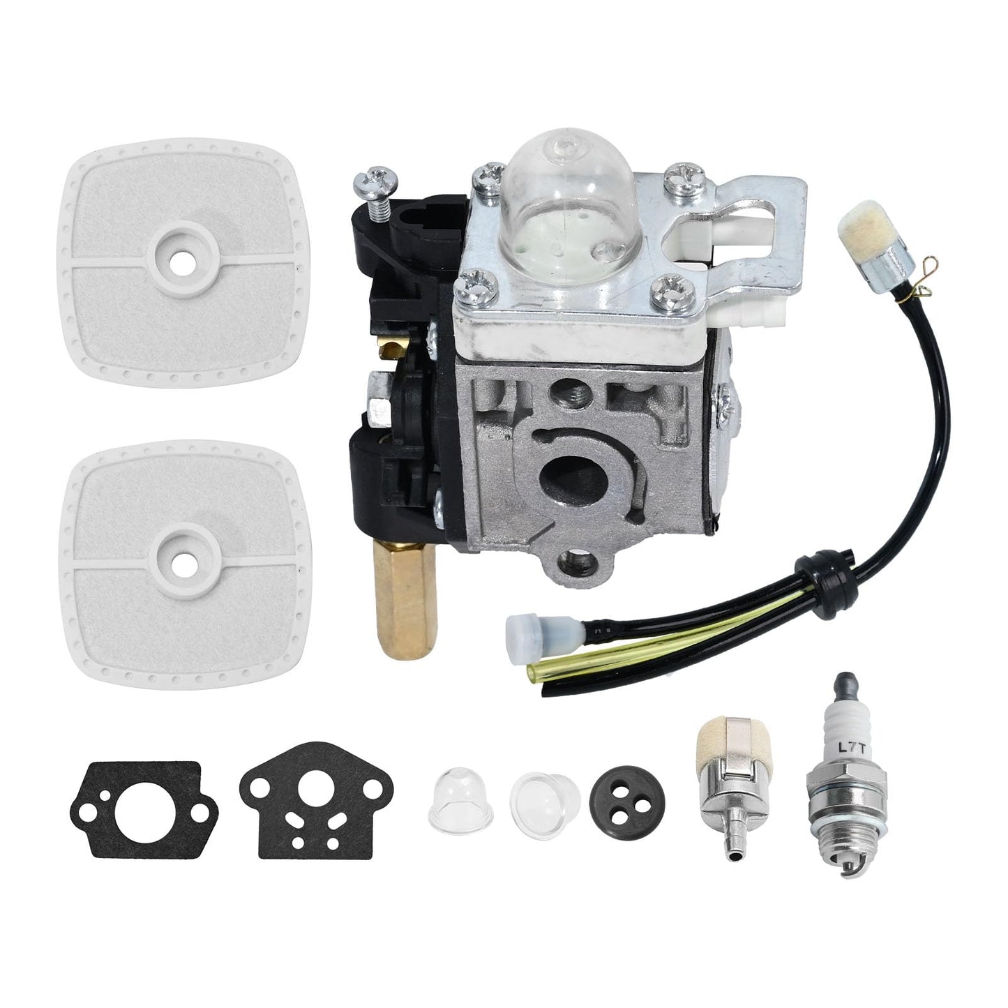 SRM210 Carburetor GT-200R Carb Kit Replacement for Echo Trimmer PE200 GT200 SRM 210 PE 200 HC150 SRM211 for Weed Eater with Tune up Primer Bulb Grommet