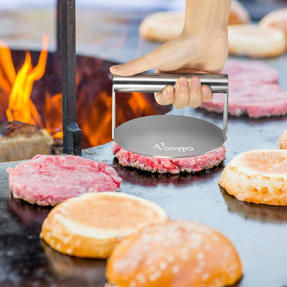 VOOWO Smash Burger Press - Stainless Steel Burger Smasher for Griddle with Squeeze Bottles, Hamburger Smasher Meat Press, Round Burger Patty Maker, Grill Press BBQ Tools Accessories Gift for Men