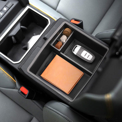 Coleya 2024 2025 2026 Tacoma Accessories Center Console Organizer for Toyota Tacoma (SR5/TRD Off-Road/TRD Sport/TRD Pro/Limited/Trailhunter) Durable ABS Plastic 2025 Tacoma Console Tray Insert (Black)