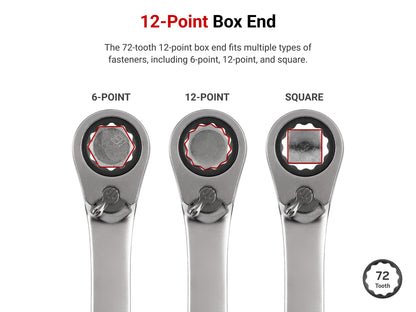 TEKTON 9/16 Inch Reversible 12-Point Ratcheting Combination Wrench | WRC23314