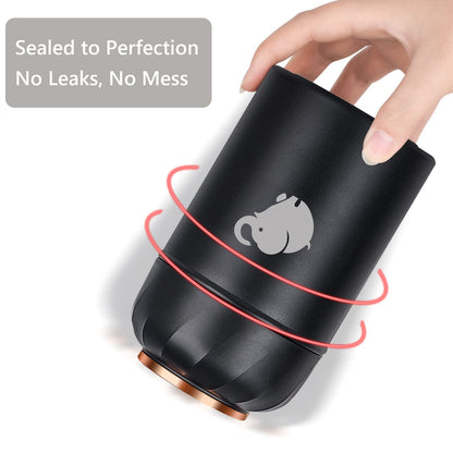 Thermo Food Container - Insulated Food Container With Foldable Fork& Spoon, Leak Proof Food Thermo, Portable Wide Mouth Soup Container With Handle For Outdoors Indoors Office Picnic (Black, 17OZ)