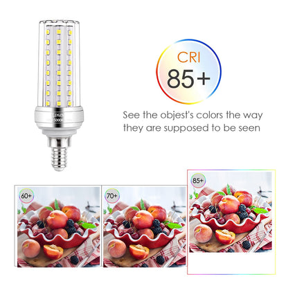 E12 LED Corn Light Bulbs[4.4in*1.18in], 20W E12 LED Bulb 150W Equivalent 2000 Lumen 5000K Cool Daylight White Non-dimmable Chandelier Light Bulbs Pack of 3