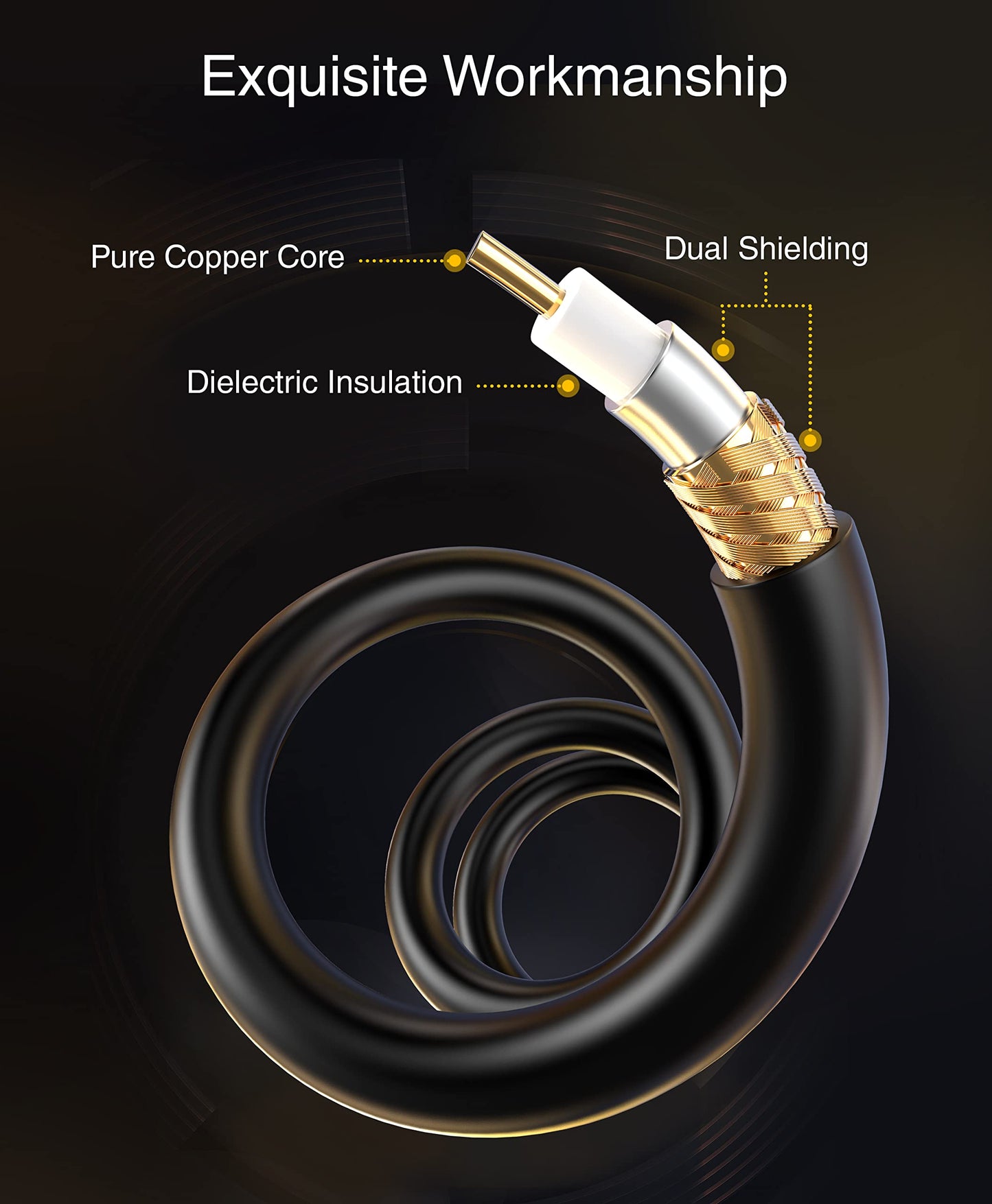 BlueRigger RCA Audio Subwoofer Cable (8FT, Dual Shielded, Gold Plated RCA Connectors) – for Subwoofer, Amplifier, Home Theater