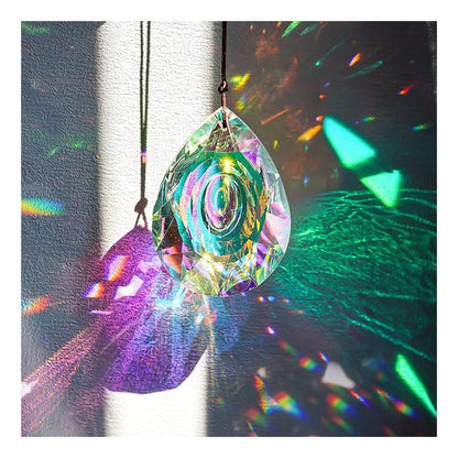 4pcs Hanging Crystals Suncatcher Prism 80mm Window Hanging Sun Catchers AB Colored Coating Rainbow Maker Glass Prisms Pendant with Chain (Rainbow)