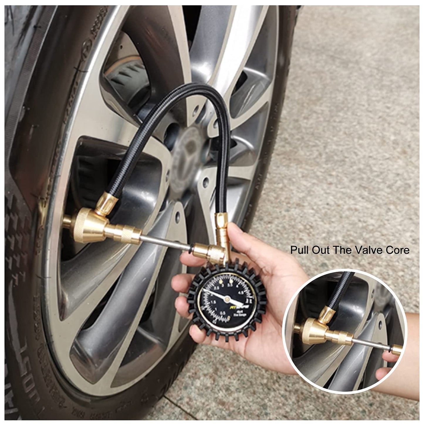 ATsafepro Tire Deflator Gauge, Tire Pressure Gauge with Special Chuck for 4X4 Large Offroad Tires, 2 in1 Professional Tire Deflator Gauge 75PSI