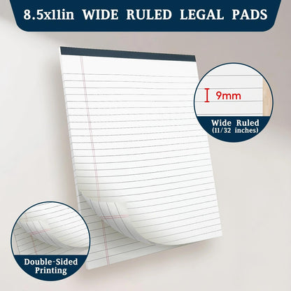 ReePlan 10PCS Notepad 8.5 x 11 White Lined Paper, 8.5 x 11 Legal Pads 30 Sheets/Pad, Office School Note Paper, Wide Ruled Writing Pad for Meetings, Homework, Journaling and Daily Notes(A4 Size)