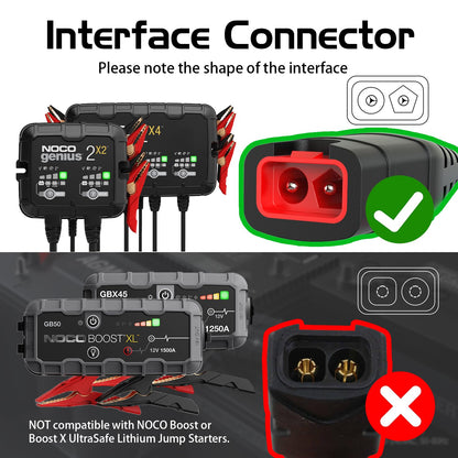2-Pack GC008 X-Connect fit for NOCO Battery Charger, M10 XL Eyelet Terminal Connector Plug Extension Cable, Replacement NOCO Battery Connector Smart Batteries Trickle Charger Accessory Cable