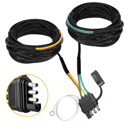 4 Pin 5 Wire Trailer Wiring Harness, 22FT Trailer Connector Light Kit 4 Pin,Boat Trailer Wiring Harness, for Connection Both-Side Taillights of Trailer Boat RV ATV w/Nylon Net Tube Protection