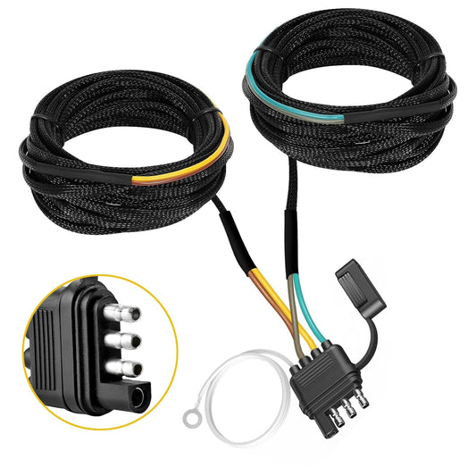 4 Pin 5 Wire Trailer Wiring Harness, 22FT Trailer Connector Light Kit 4 Pin,Boat Trailer Wiring Harness, for Connection Both-Side Taillights of Trailer Boat RV ATV w/Nylon Net Tube Protection