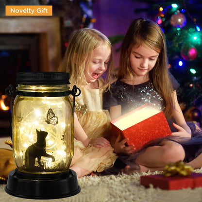 Cat jar Solar Light, Fairy Lantern Garden Lights, jar Bottle Light, Solar Lanterns Outdoor Garden Decor, mom Gift, Grandma Gift, Gifts for Mother