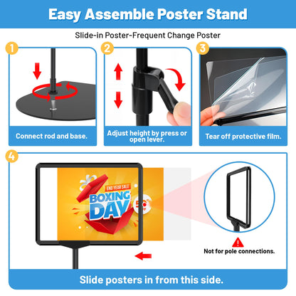 VAIIGO Sign Holder Stand 8.5 x 11, Adjustable Poster Stand for Table Top & Floor, Metal Signage Display Stands, Floor Standing Sign Holder for Advertisement, Tradeshow, Store, Business, 2 Pack