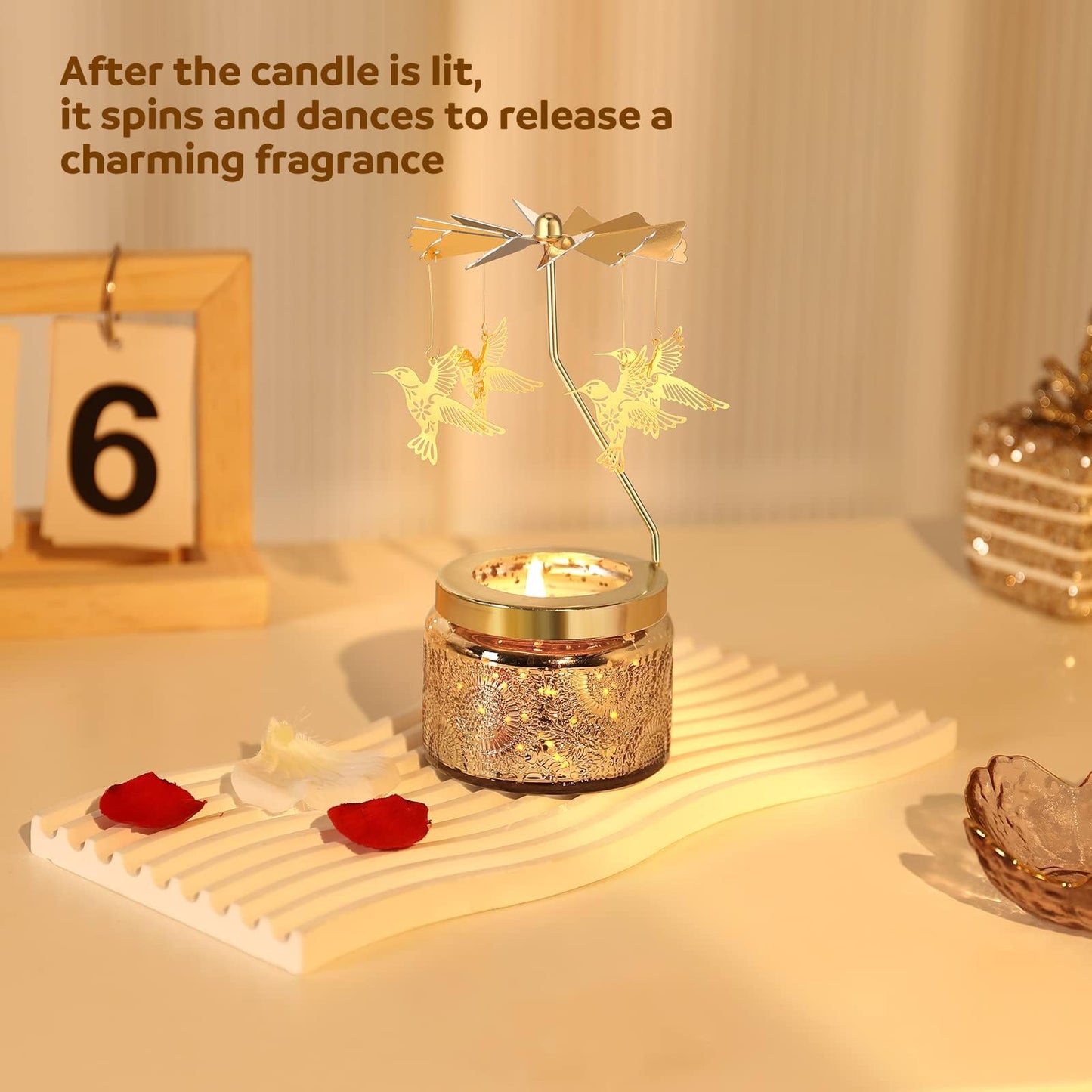 Valentines Day Gift for Her, Hummingbird Birthday Gifts for Women, Unique Rotating Candle for Mom Grandma Sister, Funny Friendship Gifts for Women, Scented Candle Gifts for Her Birthday Anniversary