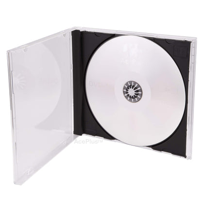 AcePlus Premium Single Disc Jewel Cases in Black with 10.4mm Standard Thickness and Assembled Tray (10-Pack)