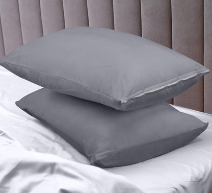 Utopia Bedding Waterproof Pillow Protectors Zippered Queen Size (2 Pack, Gray), Zippered Pillowcases, Bed Bug Proof Pillow Encasement Covers 20 x 28 Inches