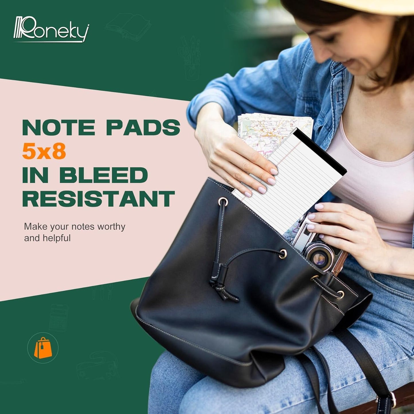 24 Pack Legal Pads 5x8 Notepads, Small Note Pads, Writing Pads Lined Paper, College Ruled Perforated Memo Pad, White Note Pads 5x8 Notepad, 30 Sheets Per Pad, 5x8 Legal Pad for Office/School/Home