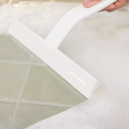 dancemoon JustHang Shower Squeegee for Glass Doors, All-One-Piece Silicone with Built-in Hook Design for Easy Hanging, Household Window Mirror Squeegee for Bathroom, Glass, Tile Wall,Car 10-Inch White
