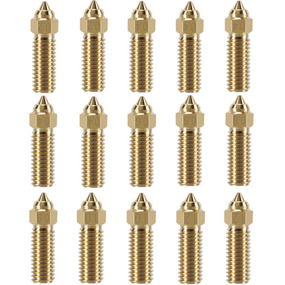 15PCS K1 Brass Nozzles Kit, 3D Printer High Speed 5PCS 0.4mm Nozzles and 2PCS 0.2mm, 0.6mm, 0.8mm, 1.0mm, 1.2mm Nozzles Kit for K1, K1 Max, Ender 3 V3 KE
