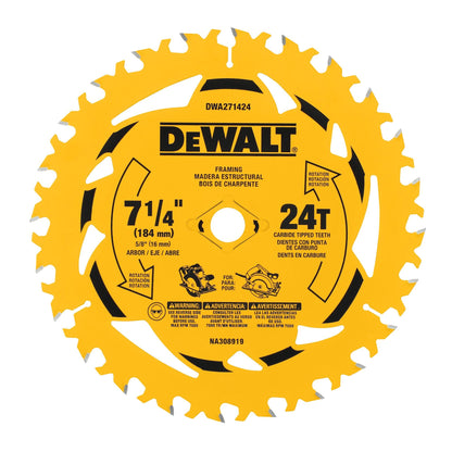 DEWALT Circular Saw Blade, 7-1/4 Inch, 24 - Tooth (2 Pack) (DWA271424PK2)