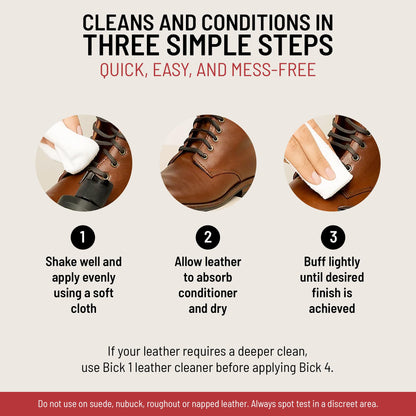 Bickmore Bick 4 Leather Conditioner 8 oz - Best Since 1882 - Cleaner & Conditioner - Restore Polish & Protect All Smooth Finished Leathers