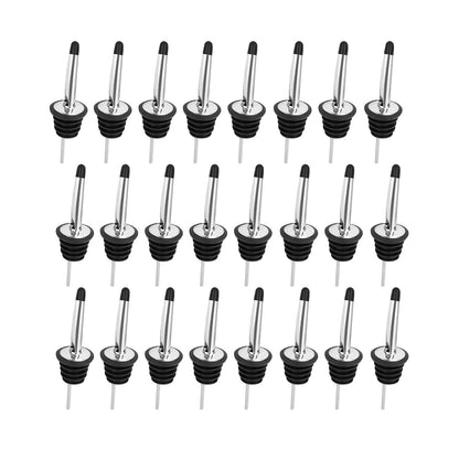 48 Pack Liquor Bottle Pourers, Stainless Steel Liquor Pour Spout, Olive Oil Spout, Bar Bartender Bottle Pourers for Alcohol with Rubber Dust Caps, Tapered Spout